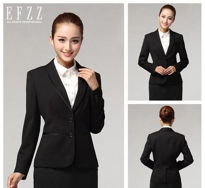 新款OL通勤女版西服正装 女时尚职业西装W060 黑色
